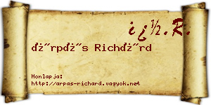Árpás Richárd névjegykártya